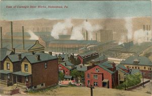 Illustrated view of Carnegie Steel Works in Homestead, Pennsylvania, circa 1900s