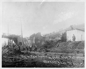 No. 8 Mine fan house after explosion in Monongah, West Virginia, 1907-12-06