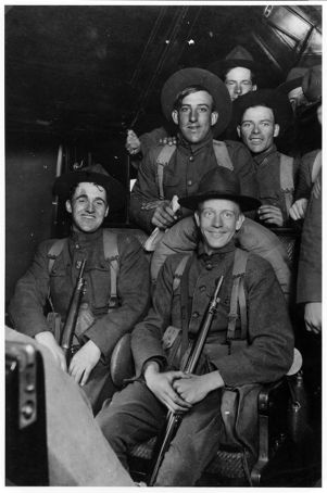 Young national guardsmen en route to Ludlow, Colorado during miners' strike, 1914