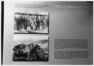 Coal mining exhibit panel, Monongah explosion section, 1982