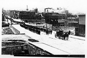 Funeral of union leader Louis Tikas, killed by National Guard, in Ludlow, Colorado, 1914