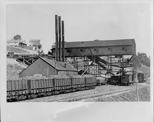 Loaded coal cars headed to tipple, circa 1900s
