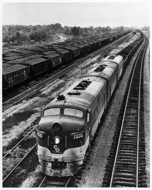 Loaded train of coal heading from mine to market, 1962