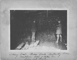 Seven-foot thick coking coal mine deposit in Burning Fork, Kentucky, circa 1880s