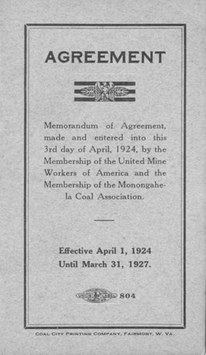 Agreement between Monongahela Coal Association and United Mine Workers of America, 1924-04-01 to 1927-03-31
