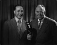 Johnny Mercer with unidentified man at NBC microphone