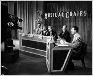 Bobby Troup, Frances Fay, Stan Freberg, and Johnny Mercer play Musical Chairs