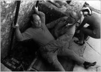 Johnny Mercer prepares to kiss the Blarney Stone
