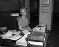 Bunker-Ramo Corporation secretary at her desk, 1967