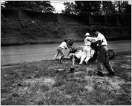 Wreck, auto racer at Lakewood Park