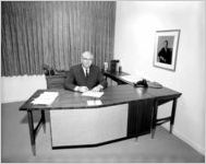 Man at desk (Peter L. Hall, Retail Clerks International Association, AFL-CIO?)