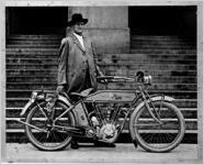 Atlanta, old scene: Pope motorcycle on steps of Georgia Capitol