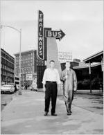 Amalgamated Association of Street, Electric Railway and Motor Coach Employees of America, Division 1250 picketers outside Trailways bus station