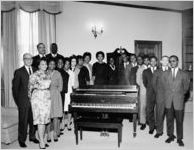 Clark College group portrait with piano