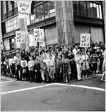 Georgia State AFL-CIO rally for President Lyndon Johnson (crowd along Peachtree Street), corner