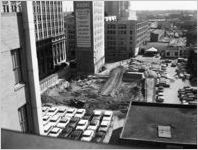 Downtown parking garage under construction, 1955