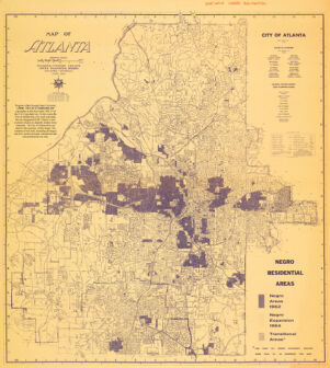 Map of Atlanta: Negro Residential Areas 1962
