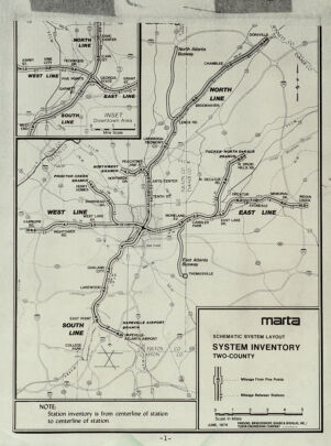 A map of the MARTA rail system, undated