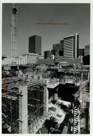 Construction of MARTA on Broad and Alabama Streets, March 2, 1979