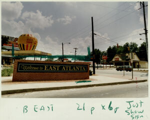 Sign that reads 'Welcome to East Atlanta', June 4, 1991