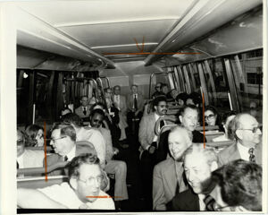 Dignitaries Sit in Rail Car During a Preview Ride, July 11, 1978