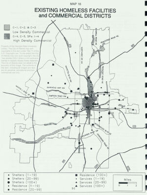 Existing Homeless Facilities and Commercial Districts