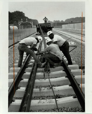 MARTA Laying Rails for the Northline, July 14, 1983