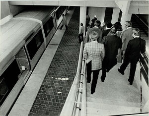 Riders Entering MARTA Station, While MARTA Faces Money Troubles, January 28, 1970