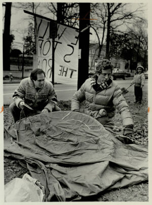 Micah Janus and Danny Feig, Set Up a Tent in Shady Side Park