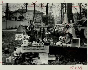 John Cook with daughter and wife at Shady Side Park Site, February 27, 1984