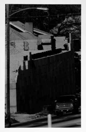 Wall on Moreland Avenue at planned site of Presidential Parkway