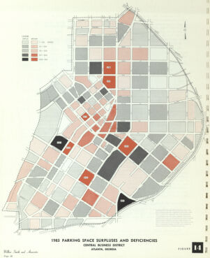 Figure 14: Atlanta Central Business District 1983 Parking Space Surpluses and Deficiencies