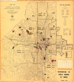 Map of Atlanta: Distribution of Public Housing by Wards, December 1, 1967