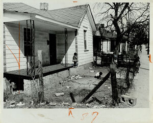 Atlanta Substandard Housing, Children Play in Front of Slum Houses in Atlanta's Ghetto, March 11, 1968