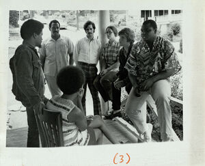 Atlanta Model Cities Program, Cornerstone Community Center Staff Gather Together on Porch, June 22, 1970