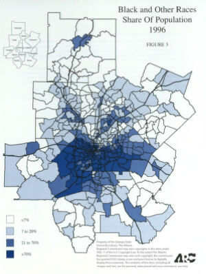 Black and other races as share of population: 1996