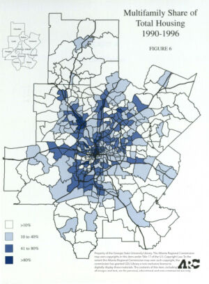 Atlanta Region Multifamily share of housing units: 1990-1996