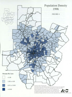Atlanta Region Population density (in acres):1996