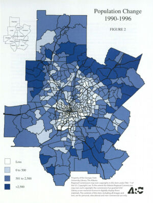 Atlanta Region Population change: 1990-1996