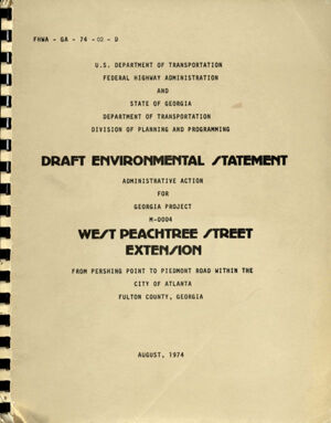 Draft environmental statement: administrative action for Georgia project M-0004 West Peachtree Street extension from Pershing Point to Piedmont Road within the City of Atlanta, Fulton County, Georgia