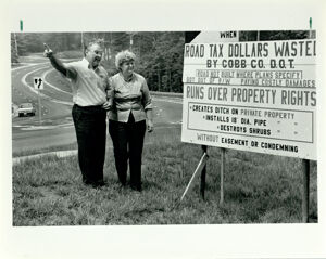 Roads and Highways, Residents Protest the Intrusion of Construction Work During the Widening of Piedmont Road, August 4, 1988