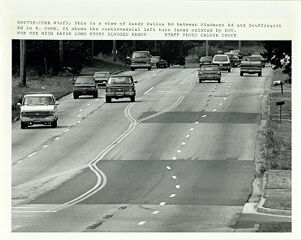 Roads and Highways, View of Sandy Plains Road with Controversial Left Turn Lanes
