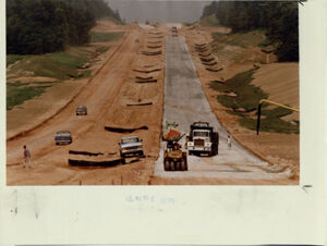 Workers Lay Roadbed, August 25, 1990