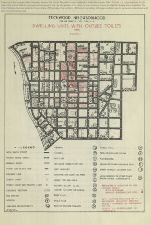 Techwood neighborhood: Dwelling Units with outside toilets, 1934