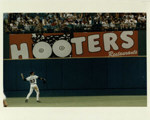 Atlanta Fulton County Stadium, A View of the Controversial Hooters Sign at Atlanta-Fulton County Stadium, August 17, 1993