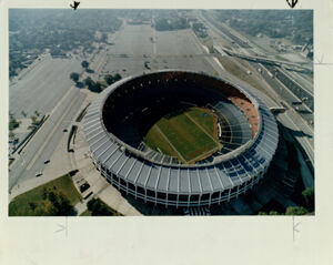 Atlanta Fulton County Stadium, Aerial View of the Stadium Set to be Demolished, August 29, 1991