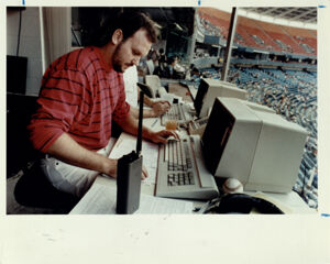 Atlanta Fulton County Stadium, The Press Box at Atlanta-Fulton County Stadium, June 9, 1990
