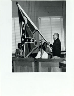 Atlanta City Council, Kiwanis Club Presents the Georgia State Flag to Atlanta City Council, June 16, 1981