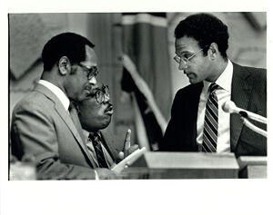 Atlanta City Council, Council Members Discuss Agenda Before a Meeting, 1985