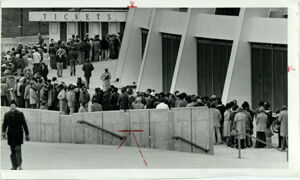 Fans Line up to Purchase Falcon Playoff Tickets, December 18, 1978